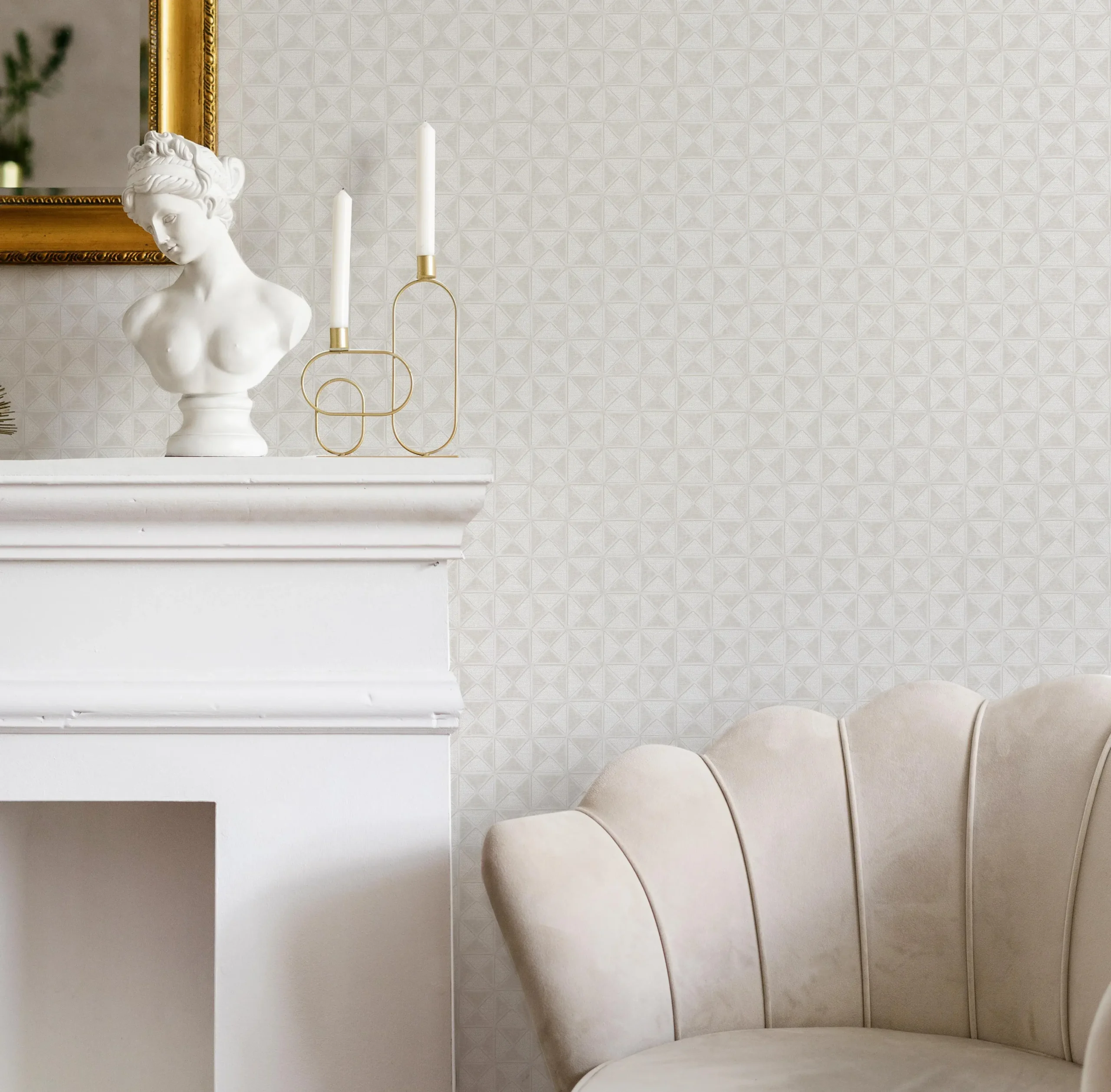 Beige Embossed Wallpaper – Glittering Neutral (24105-1)